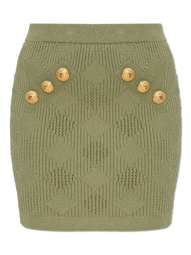 Balmain Skirt With Decorative Buttons, Women's, Green - BALMAIN - BALAAN 1