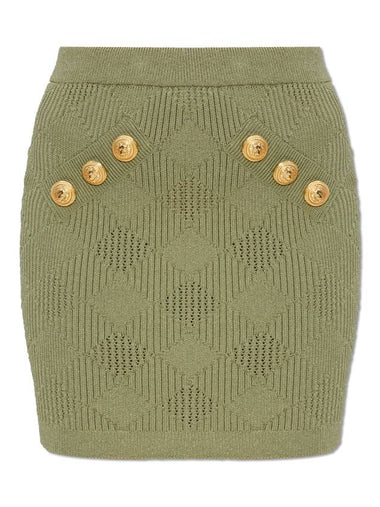 Balmain Skirt With Decorative Buttons, Women's, Green - BALMAIN - BALAAN 1