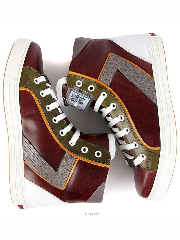 SN423 V291 M078 Leather High Top Wine - DSQUARED2 - BALAAN 3