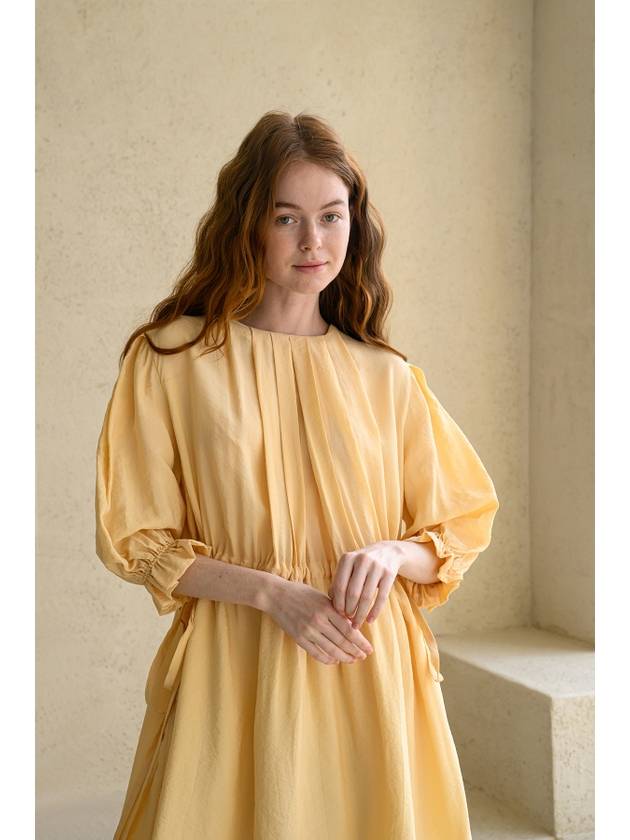 Caisienne pleated neckline strap long dress_yellow - CAHIERS - BALAAN 6