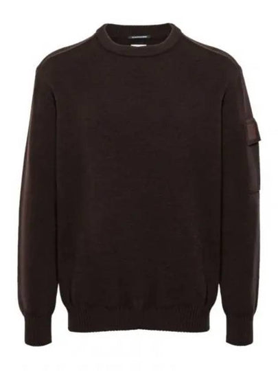 Merino Wool Crew Neck Knit Top Brown - CP COMPANY - BALAAN 2