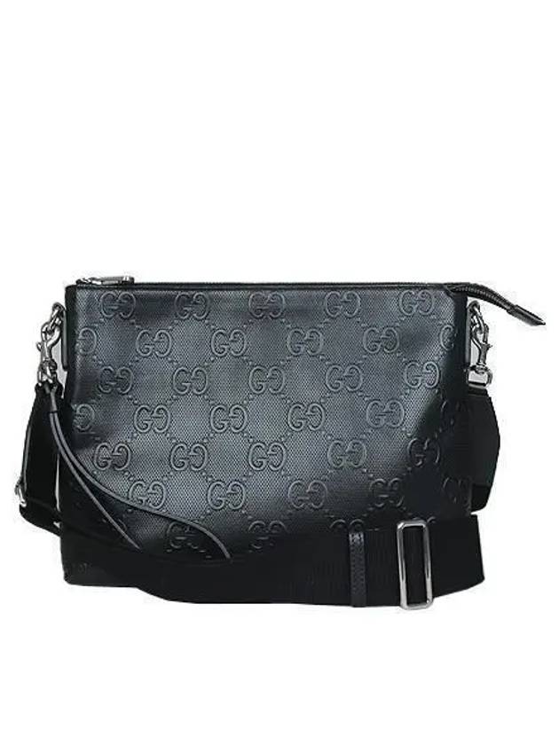 696009 Black leather embossed medium messenger and clutch bag - GUCCI - BALAAN 2