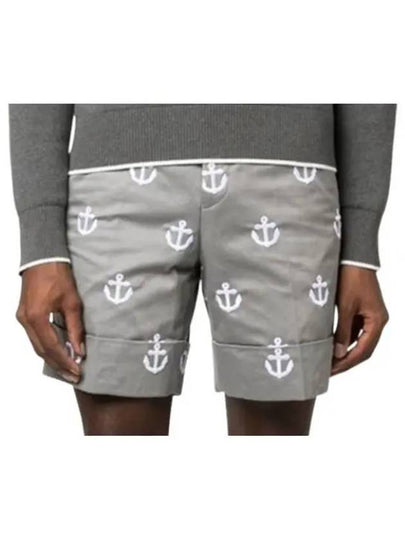 Satin Stitch Anchor Half Drop Shorts Grey - THOM BROWNE - BALAAN 2