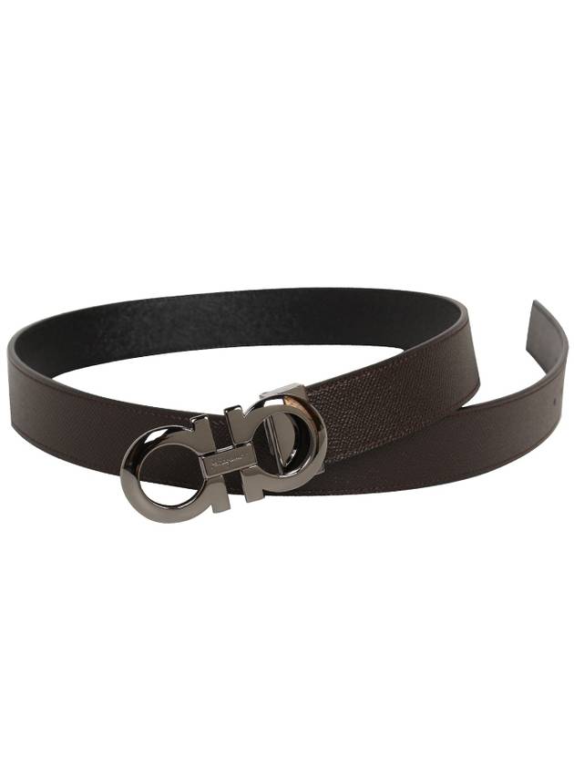 Gancini Reversible Adjustable Leather Belt Black - SALVATORE FERRAGAMO - BALAAN 3