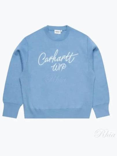 Signature Embroidered Crew Neck Knit Top Blue - CARHARTT WIP - BALAAN 2