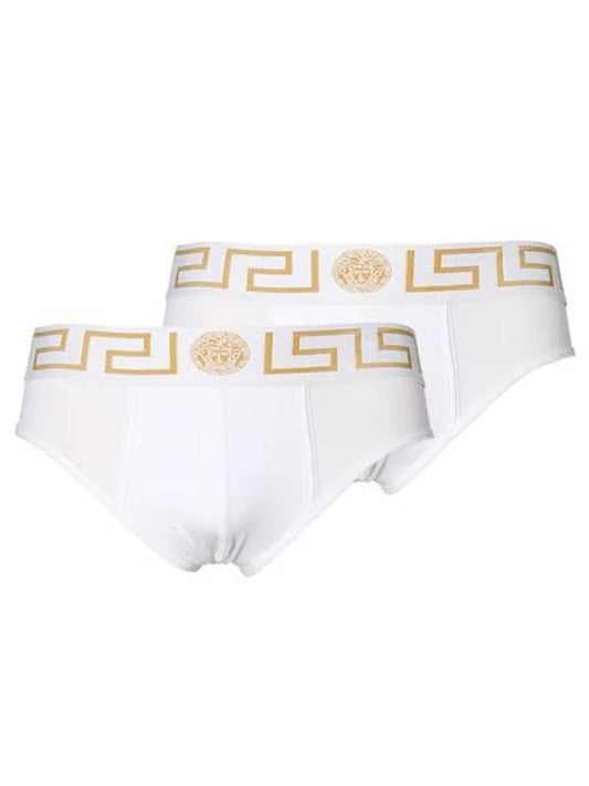 Men's Greca Banding Border Panties White 2PACK - VERSACE - BALAAN 2