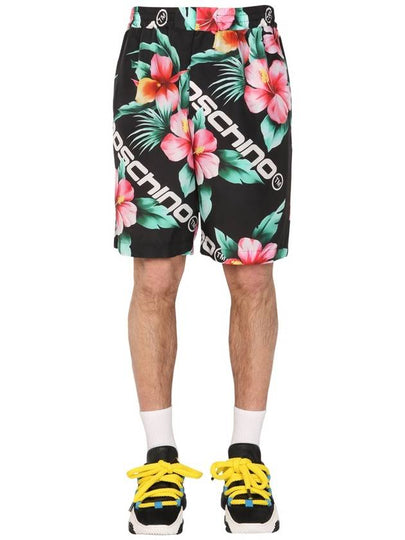 Men's Hibiscus Print Shorts Black - MOSCHINO - BALAAN 2