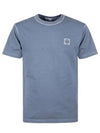 Organic Cotton Short Sleeve T-Shirt Avio Blue - STONE ISLAND - BALAAN 2