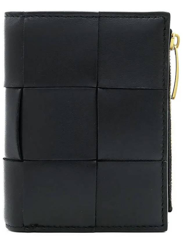 Cassette Zipper Bifold Half Wallet Black - BOTTEGA VENETA - BALAAN 2