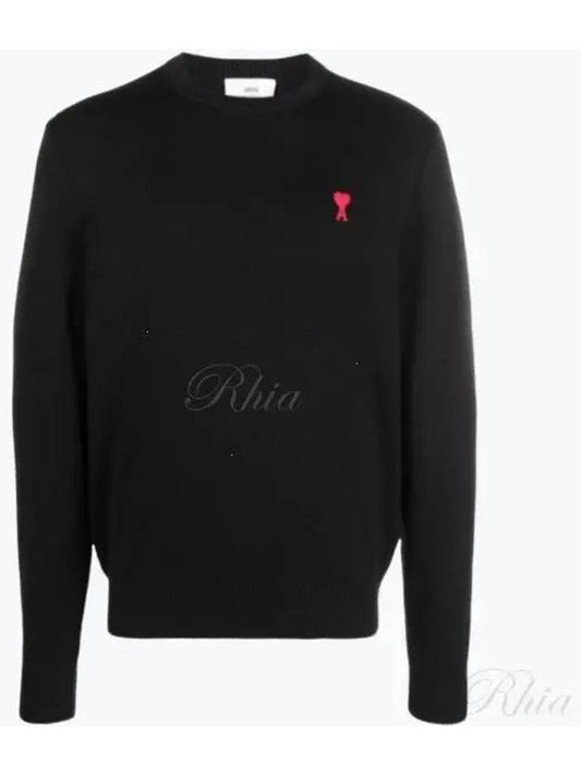 Small Heart Logo Sweatshirt Black - AMI - BALAAN 2