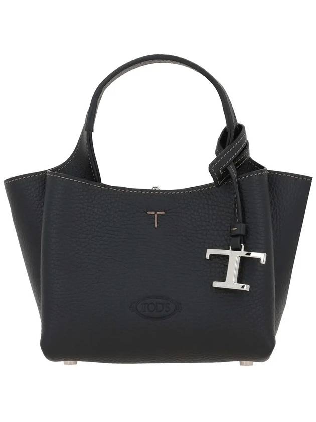 Micro Leather Tote Bag Black - TOD'S - BALAAN 3