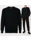 Men's Wappen Patch Crew Neck Wool Knit Top Black - STONE ISLAND - BALAAN 2