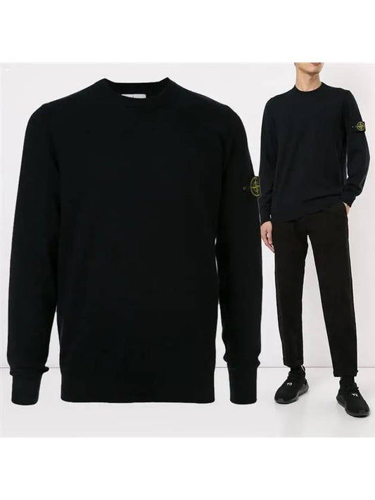 Wappen Patch Wool Knit Top Black - STONE ISLAND - BALAAN.