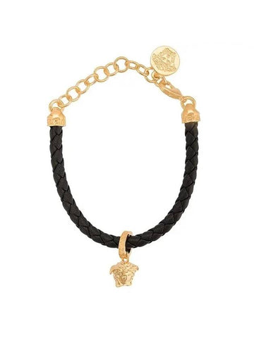 Medusa Charm Leather Bracelet Black - VERSACE - BALAAN 1