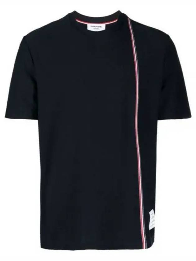 RWB Stripe Cotton Short Sleeve T-shirt Navy - THOM BROWNE - BALAAN 2