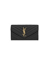 Cassandre Matelasse Large Flap Lambskin Long Wallet Black - SAINT LAURENT - BALAAN 2