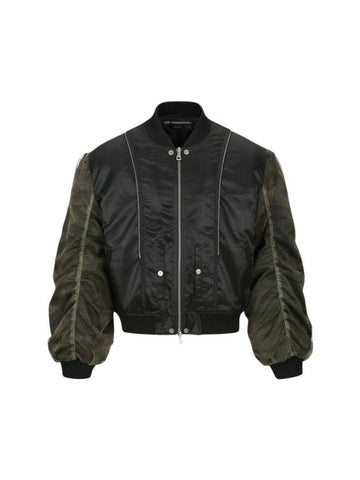 Mesh Sleeve Bomber Jacket Black - ANDERSSON BELL - BALAAN 1