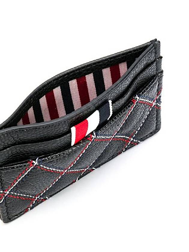 Caviar Agneau RWB Quilting Double Sided Card Wallet Black - THOM BROWNE - BALAAN 6