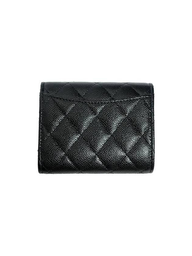 Classic Gold Hardware Small Grained Shiny Flap Half Wallet Black - CHANEL - BALAAN 3