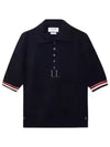 RWB Trimming Milano Stitch Short Sleeve Polo Shirt Navy - THOM BROWNE - BALAAN 2