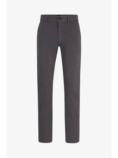 Slim Fit Stretch Cotton Satin Chino Straight Pants Grey - HUGO BOSS - BALAAN 2