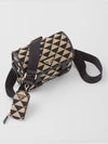 Symbol Embroidered Fabric Cross Bag Black Beige - PRADA - BALAAN 4