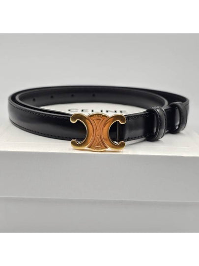 Triomphe Small Taurillon Leather Belt Black - CELINE - BALAAN 2