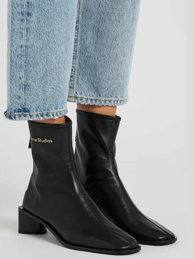 Branded Leather Middle Boots Black - ACNE STUDIOS - BALAAN 4