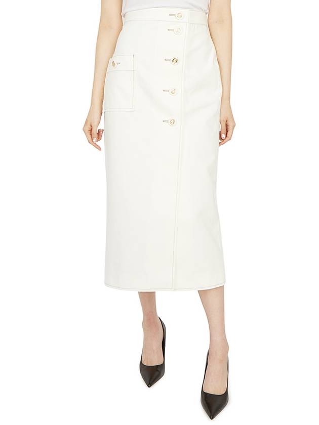 Women's Cotton Canvas Wrap H-Line Skirt White - GUCCI - BALAAN.