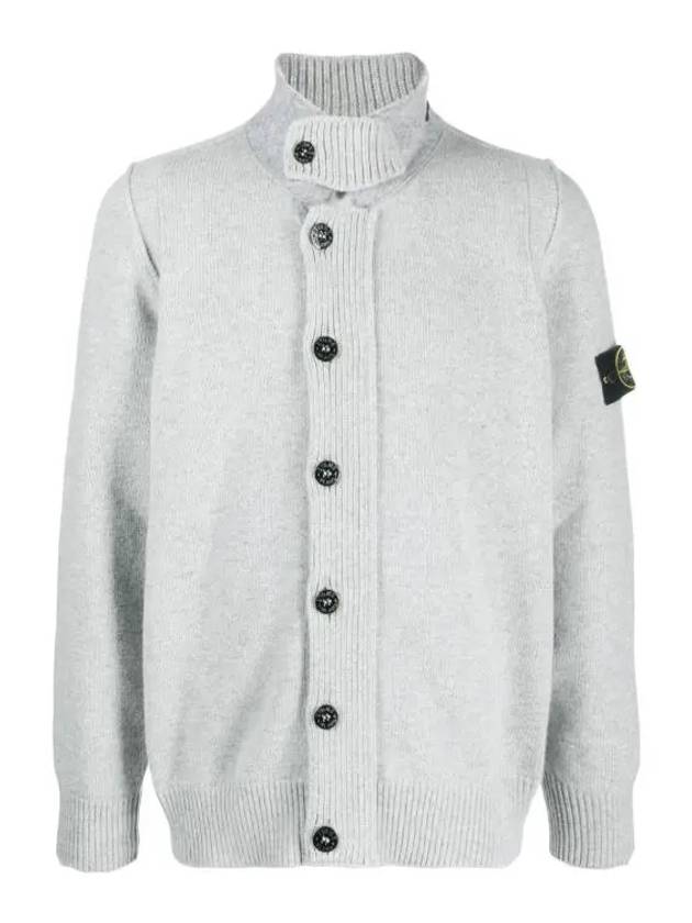 Lambswool Knit Cardigan Grey Melange - STONE ISLAND - BALAAN 2