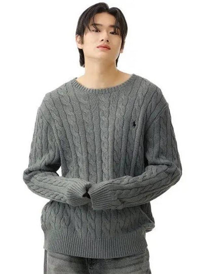 Cable knit cotton sweater gray - POLO RALPH LAUREN - BALAAN 2