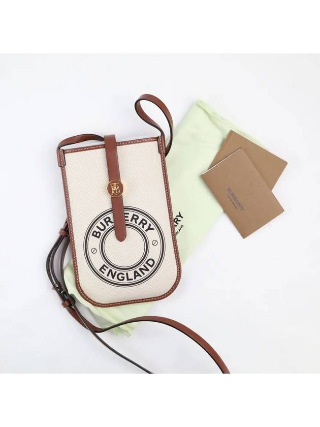 TB Logo Canvas Leather Phone Holder Mini Bag White - BURBERRY - BALAAN 5