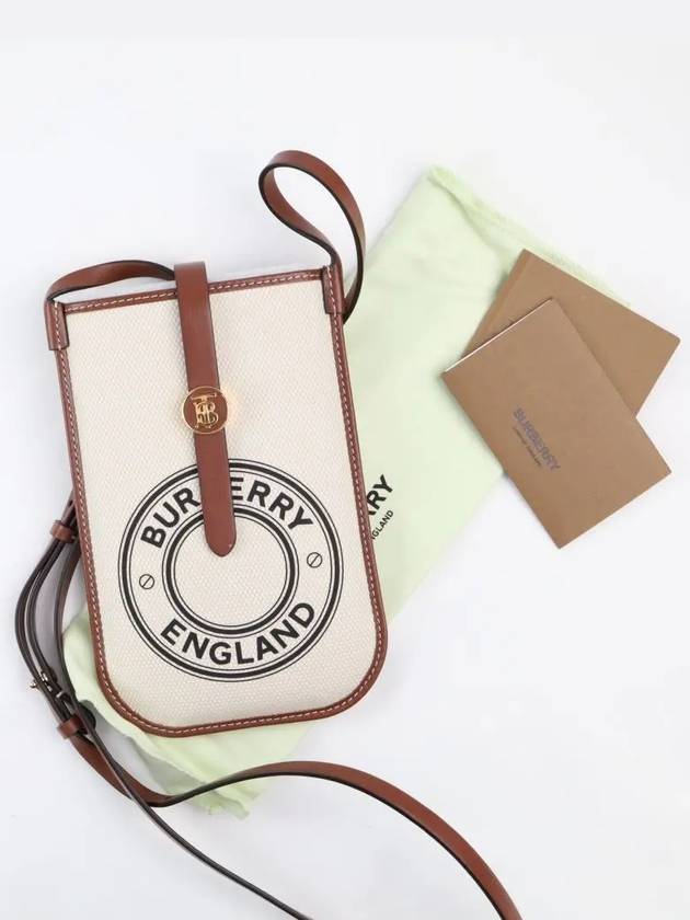 TB Logo Canvas Leather Phone Holder Mini Bag White - BURBERRY - BALAAN 5