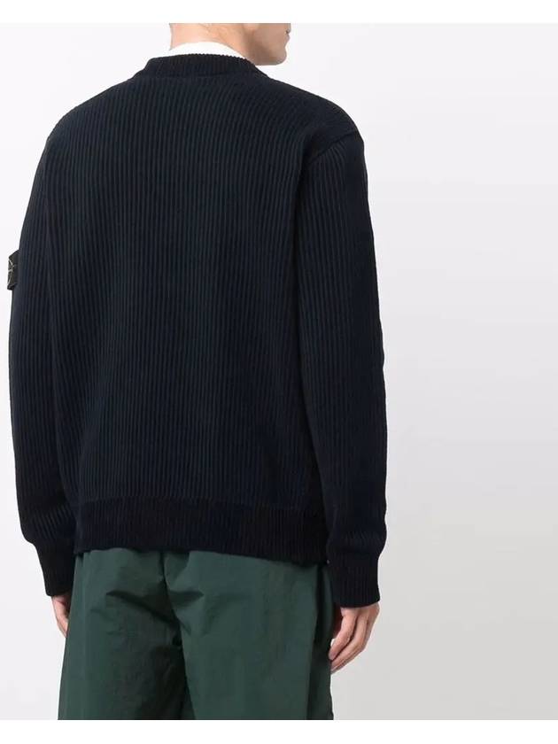 Wappen Patch Cotton Chenille Crew Neck Pullover Knit Top Navy - STONE ISLAND - BALAAN 4