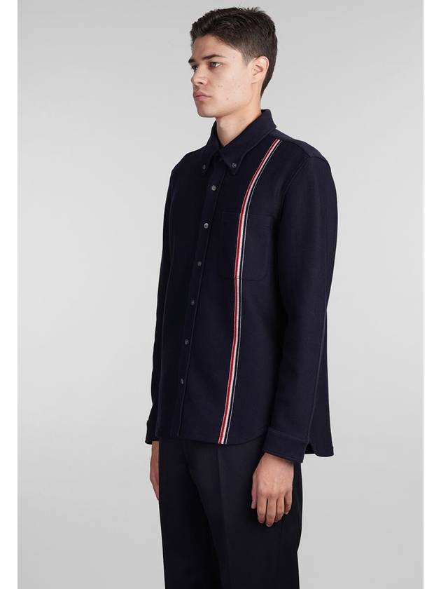 Double Face Knit Long Sleeve Shirt Navy - THOM BROWNE - BALAAN 5