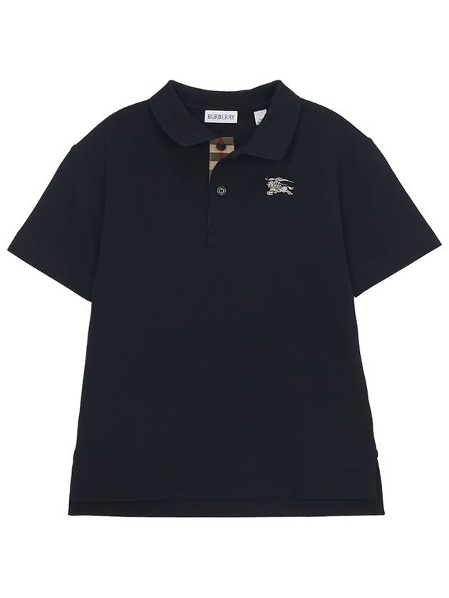 Kids Cotton Polo Shirt Black - BURBERRY - BALAAN 3