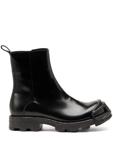 D Hammer Bt Zip D Leather Ankle Boots Black - DIESEL - BALAAN 1