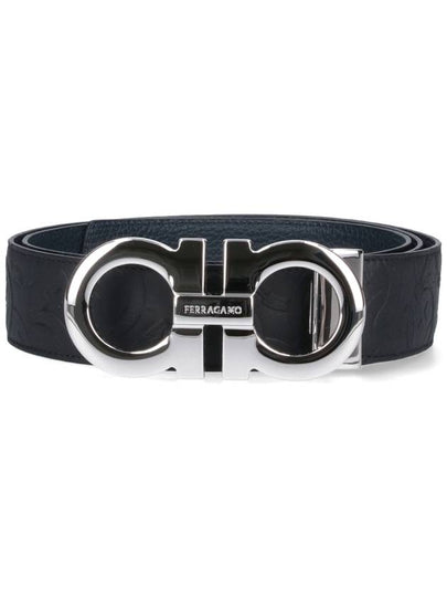 Gancini Reversible Leather Belt Black - SALVATORE FERRAGAMO - BALAAN 2