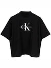 Monologo High Neck Short Sleeve T-Shirt Black - CALVIN KLEIN - BALAAN 2