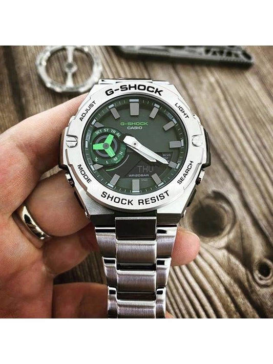 G-Steel Solar Power Bluetooth Digital Watch Green Silver - G-SHOCK - BALAAN 2