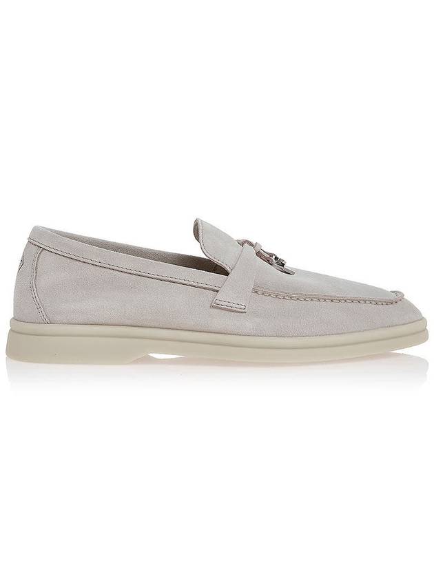 Summer Charms Walk Suede Loafers Pearl Grey - LORO PIANA - BALAAN 3