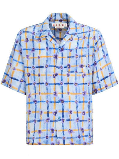 Print Habotai Silk Short Sleeve Shirt Light Blue - MARNI - BALAAN 2