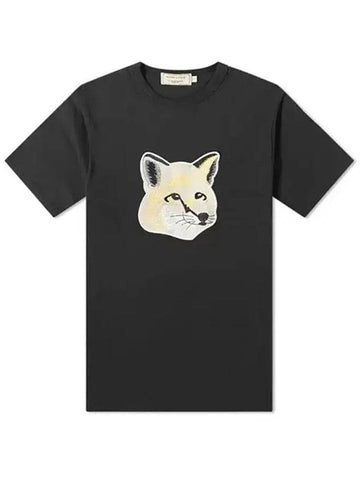 Big Pastel Fox Patch Cotton Short Sleeve T-Shirt Black - MAISON KITSUNE - BALAAN 1