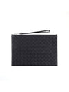 Intrecciato Strap Large Clutch Bag Black - BOTTEGA VENETA - BALAAN 2