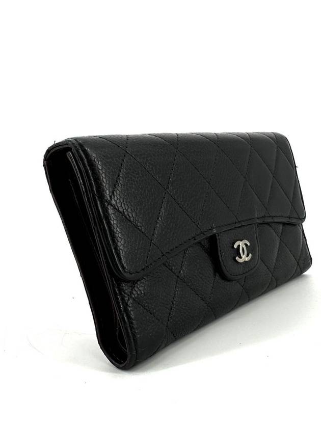 Classic caviar silver flap long wallet - CHANEL - BALAAN 4