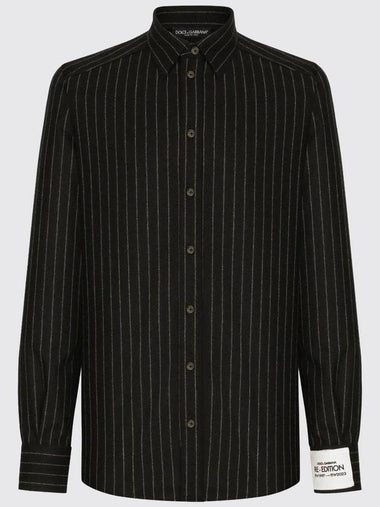 Dolce & Gabbana shirt in stretch wool flannel - DOLCE&GABBANA - BALAAN 1