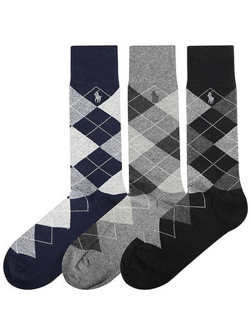 Polo Socks Men s Classic Argyle Cotton Blend 3 Pack 8091PK BLKGY - RALPH LAUREN - BALAAN 1