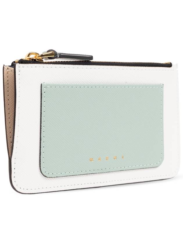 Saffiano Two-Tone Zipper Card Wallet Lime Stone Tea Green - MARNI - BALAAN 5