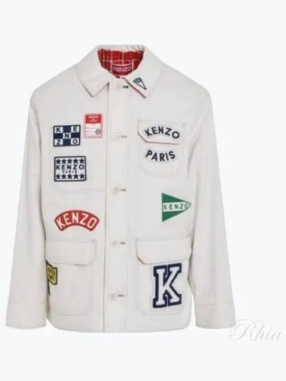 Women's Sailor Workwear Cotton Jacket White - KENZO - BALAAN 2