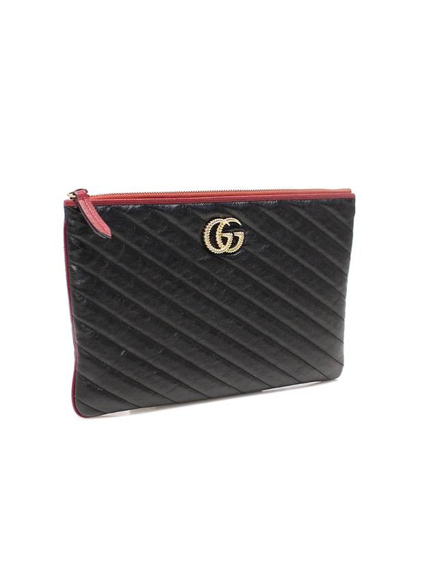 Women s Gucci 573814 Black Matelasse Leather GG Marmont Pouch Clutch gt Gangbuk used luxury goods - GUCCI - BALAAN 3